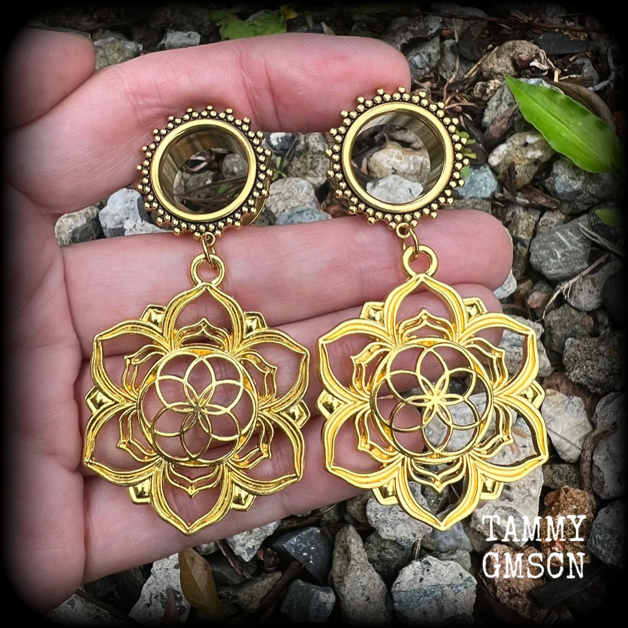 Boho flower of life tunnels-Geometric tunnel dangles