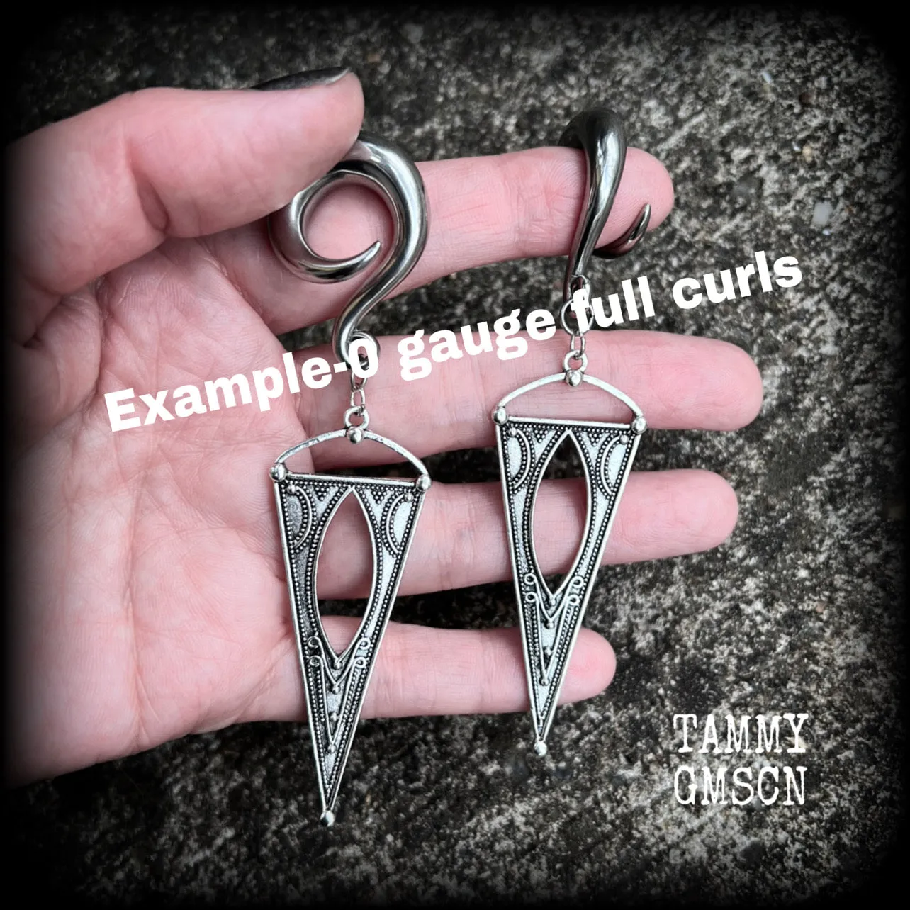 Boho triangle ear hangers-Geometric gauged earrings