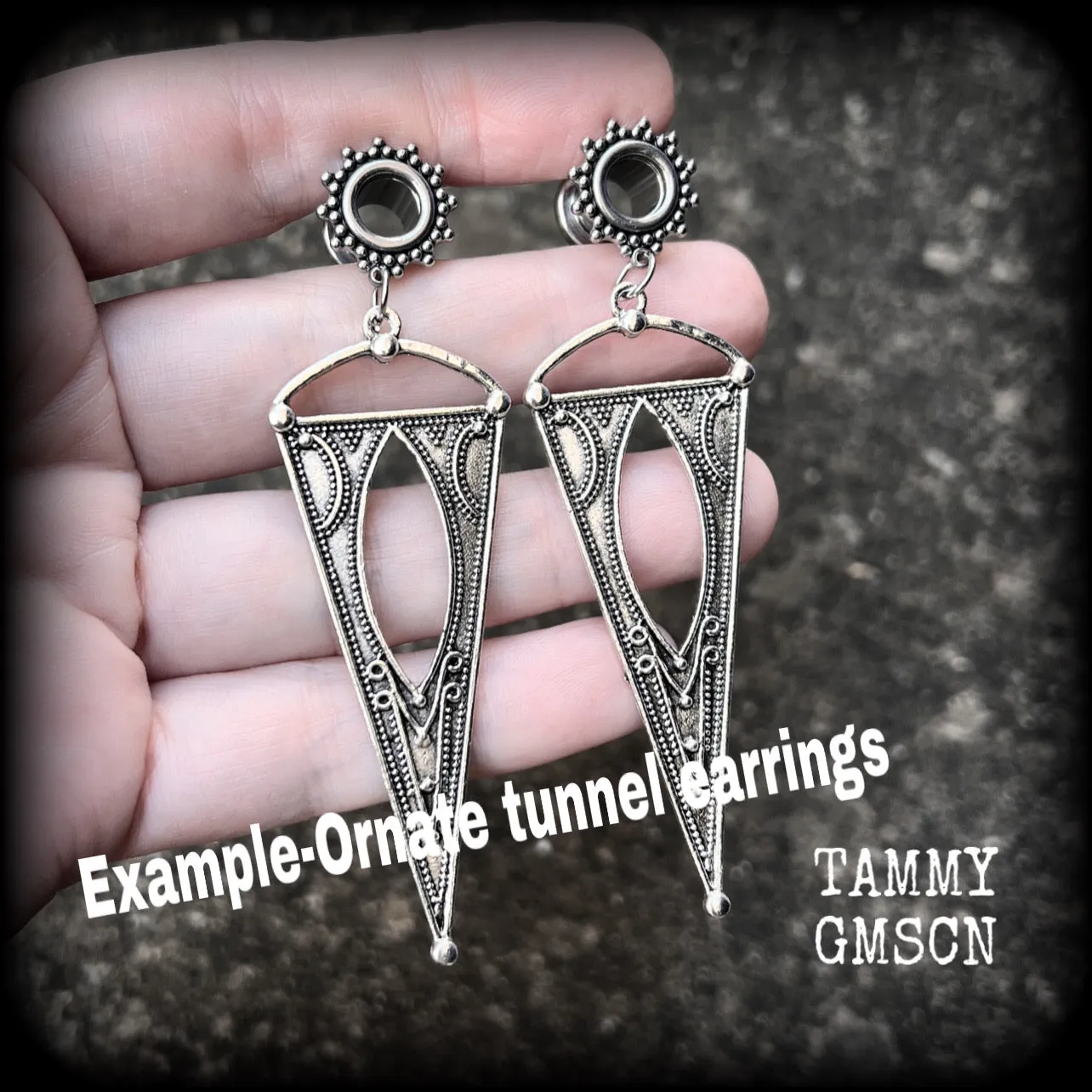 Boho triangle ear hangers-Geometric gauged earrings