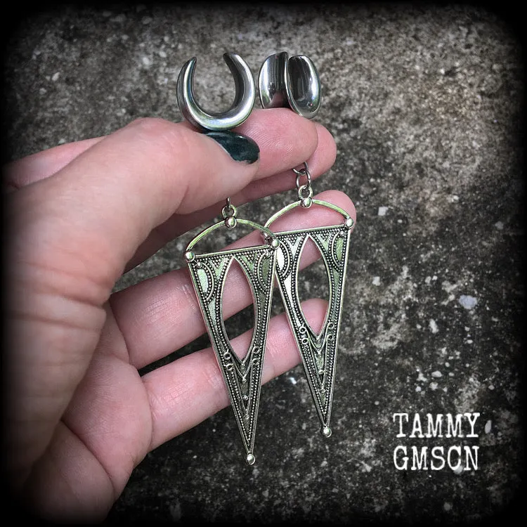 Boho triangle ear hangers-Geometric gauged earrings