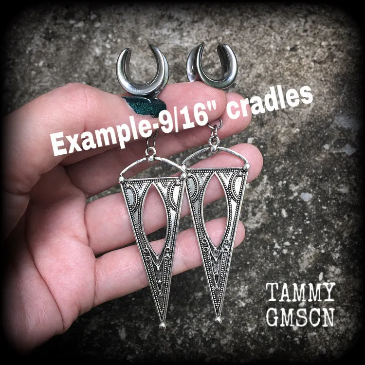 Boho triangle ear hangers-Geometric gauged earrings