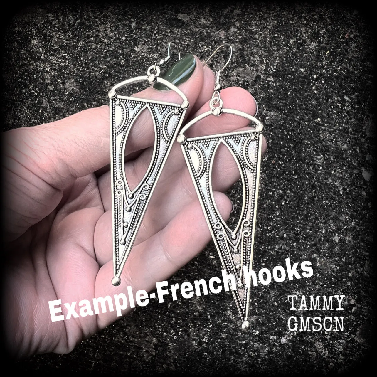 Boho triangle ear hangers-Geometric gauged earrings