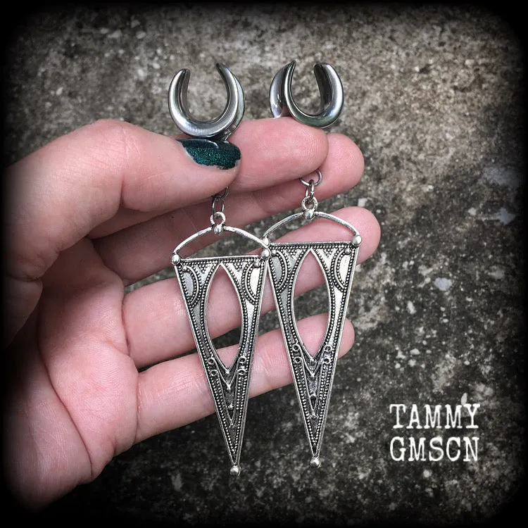 Boho triangle ear hangers-Geometric gauged earrings