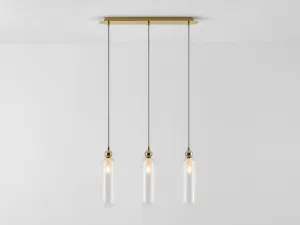 Brass ribbed glass cluster ceiling light