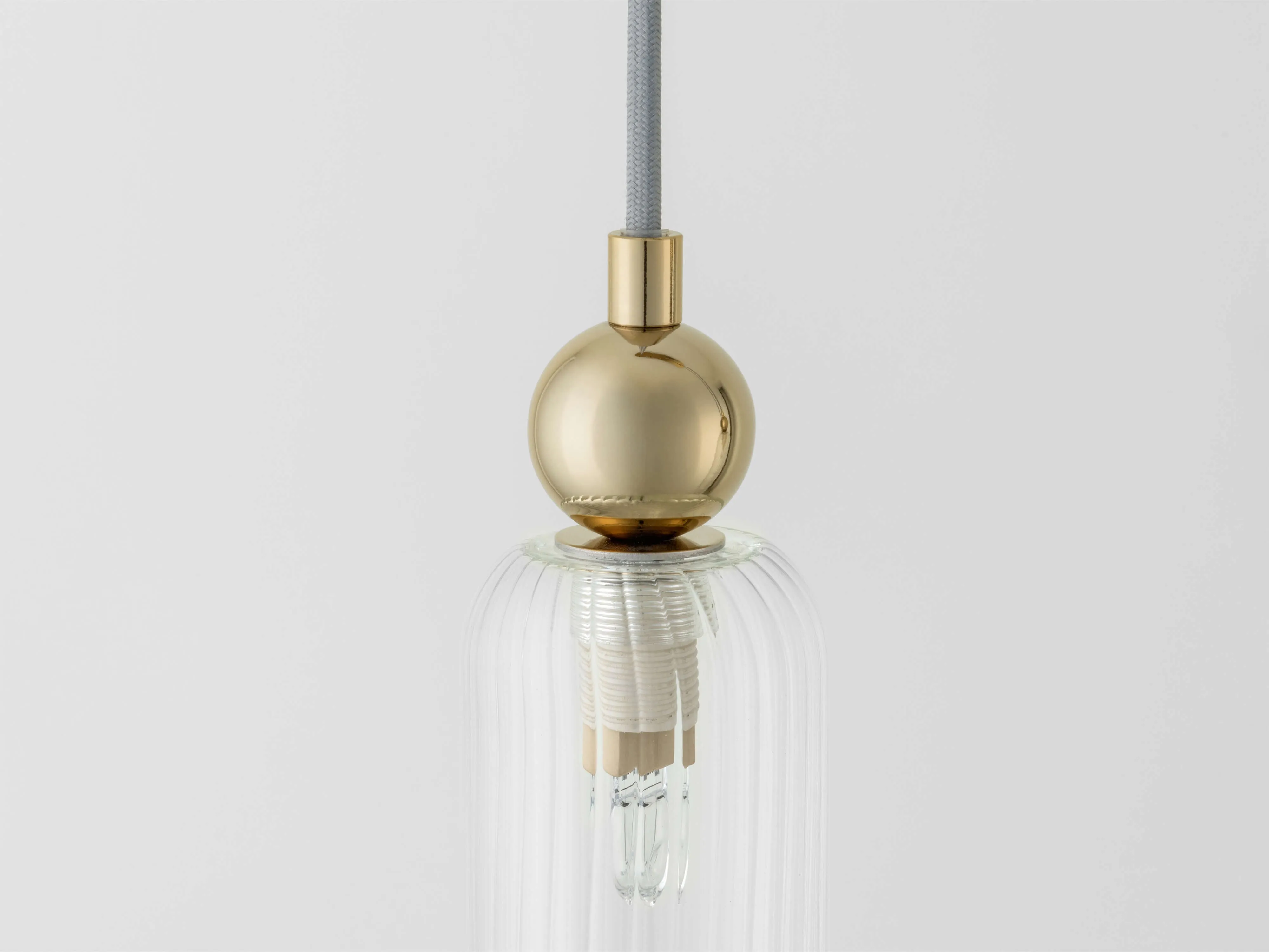 Brass ribbed glass cluster ceiling light