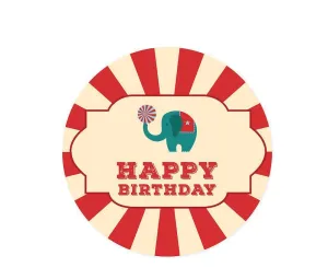 Carnival Circus Birthday Round Circle Label Stickers