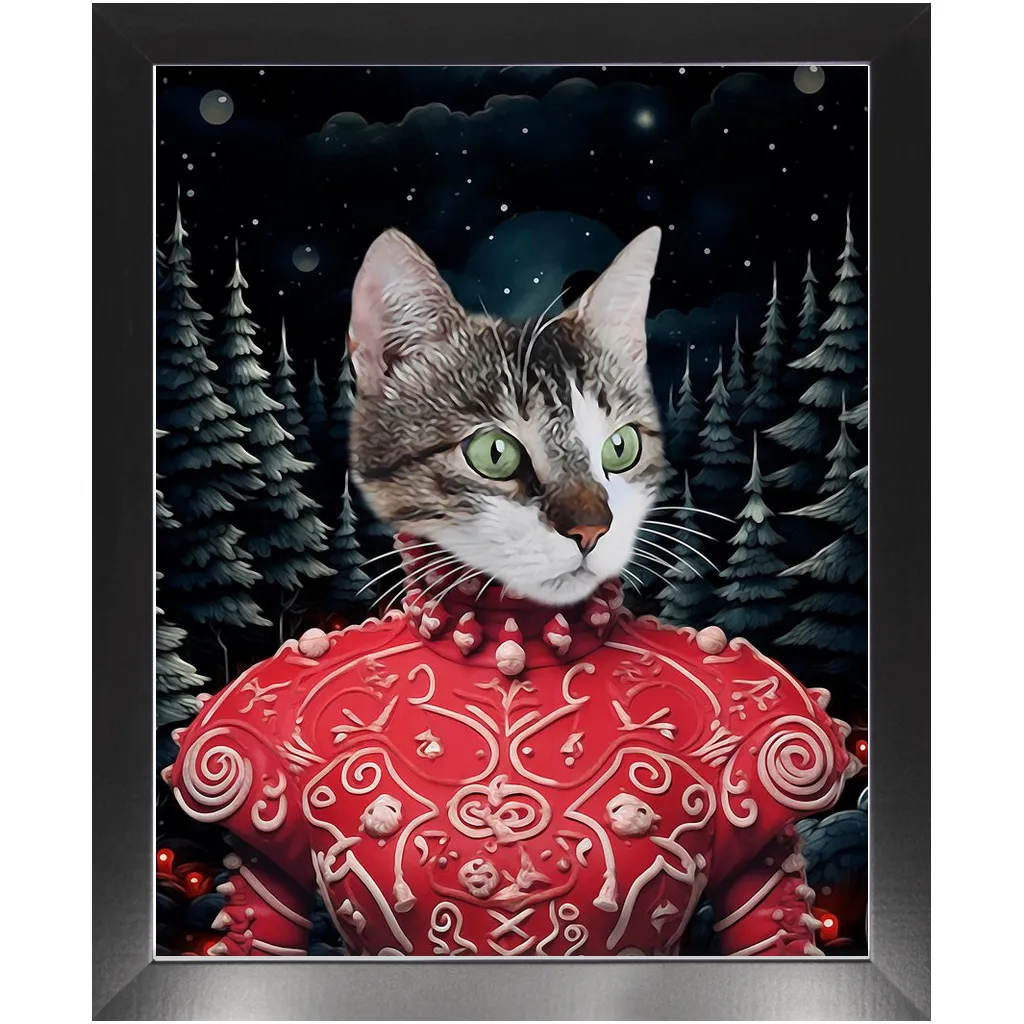 CHRISTMAS CRACKER 6 - Christmas Inspired Custom Pet Portrait Framed Satin Paper Print