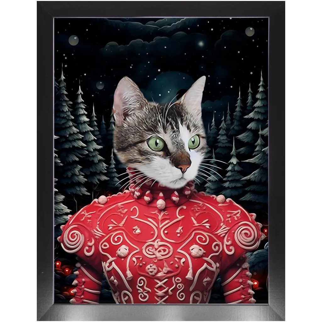 CHRISTMAS CRACKER 6 - Christmas Inspired Custom Pet Portrait Framed Satin Paper Print