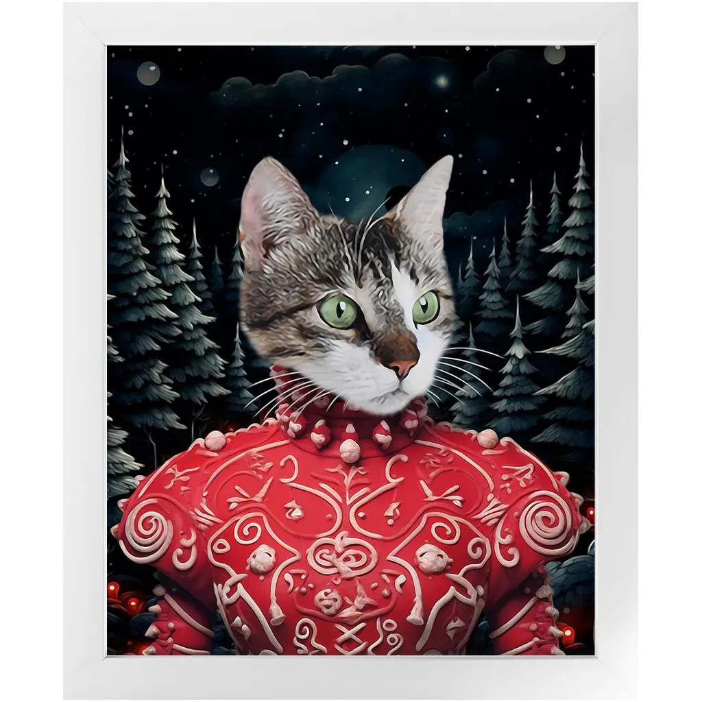 CHRISTMAS CRACKER 6 - Christmas Inspired Custom Pet Portrait Framed Satin Paper Print