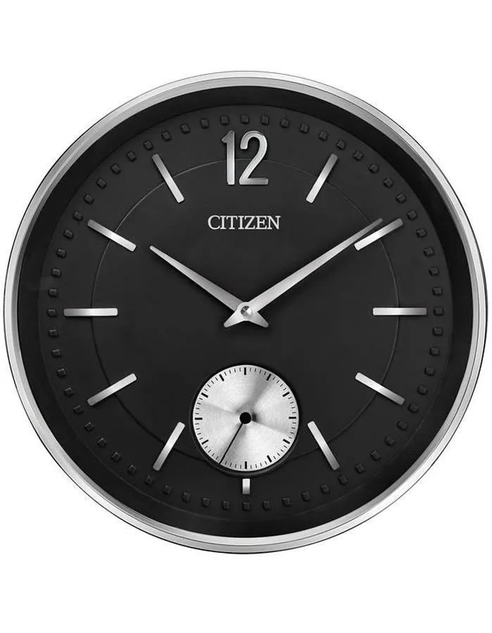 Citizen Gallery Silver-Tone Circular Clock - Black Dial - Seconds Sub-Dial