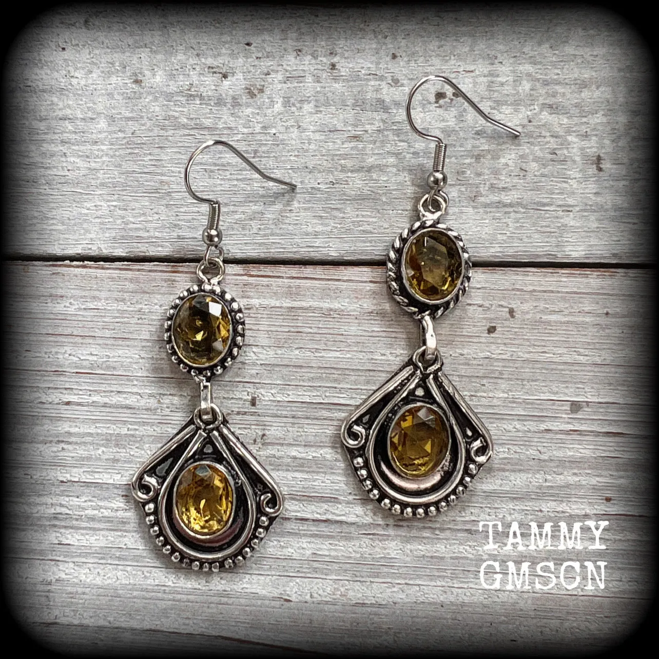 Citrine gemstone earrings-Boho earrings