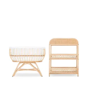 CuddleCo Aria Crib and Changer Room Set in Rattan