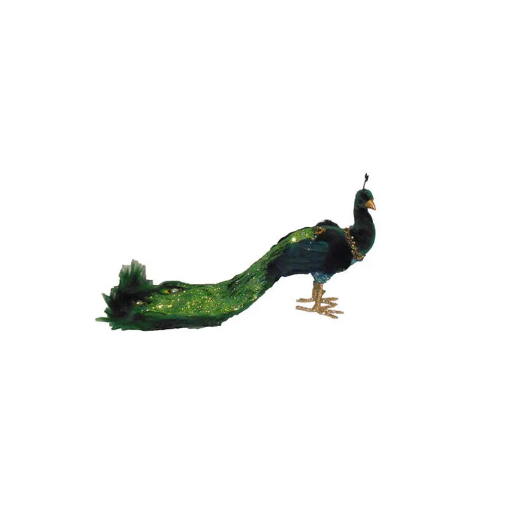 December Diamonds 20.5-inch Peacock with Glitter Tail Figurine