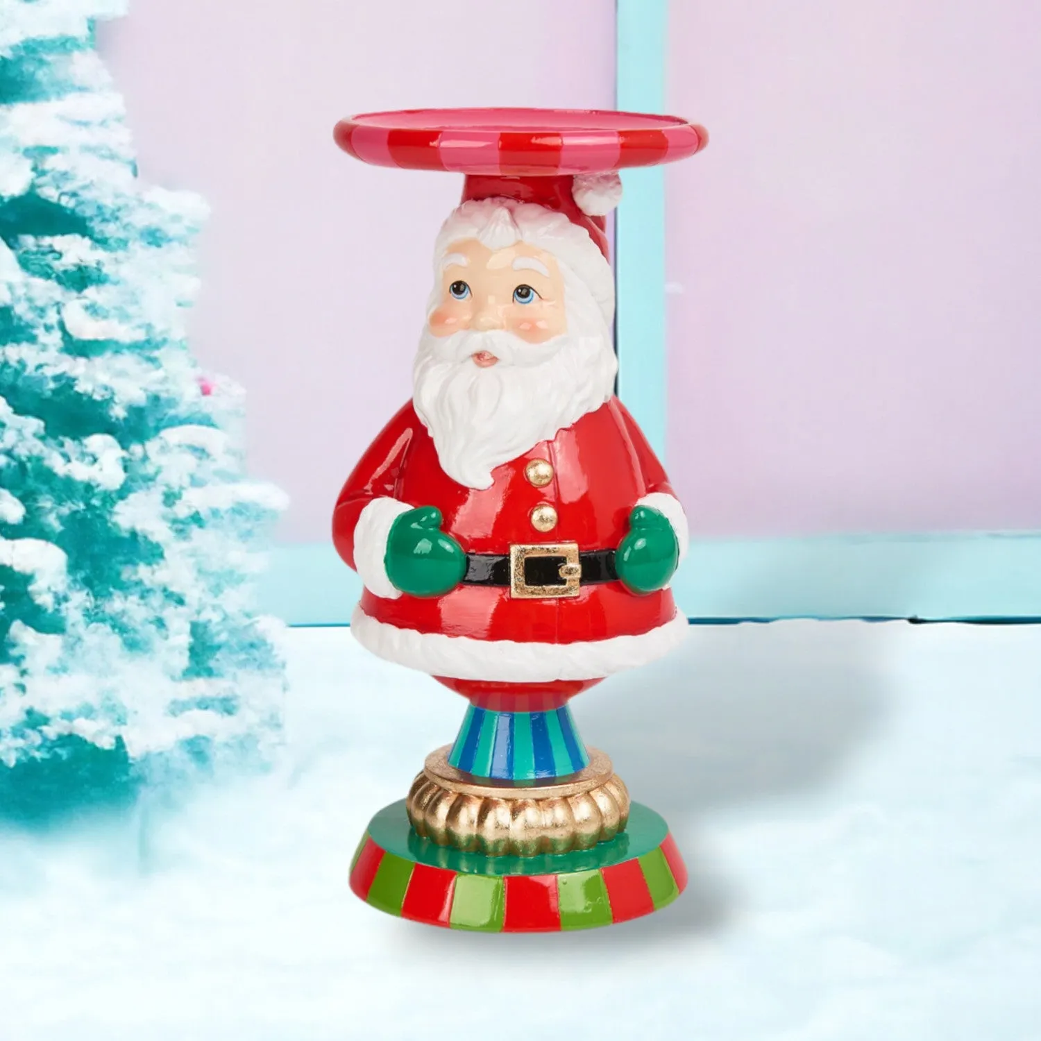 December Diamonds Fun At The North Pole 9-Inch Vintage Santa Candle Holder