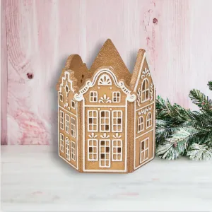 December Diamonds Gingerbread Village 8-Inch Gingerbread Candle Holder