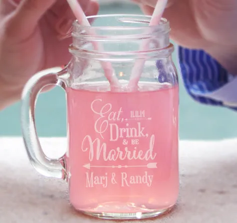 Eat, Drink and Be Married Wedding Mason Jars - (Set of 4)