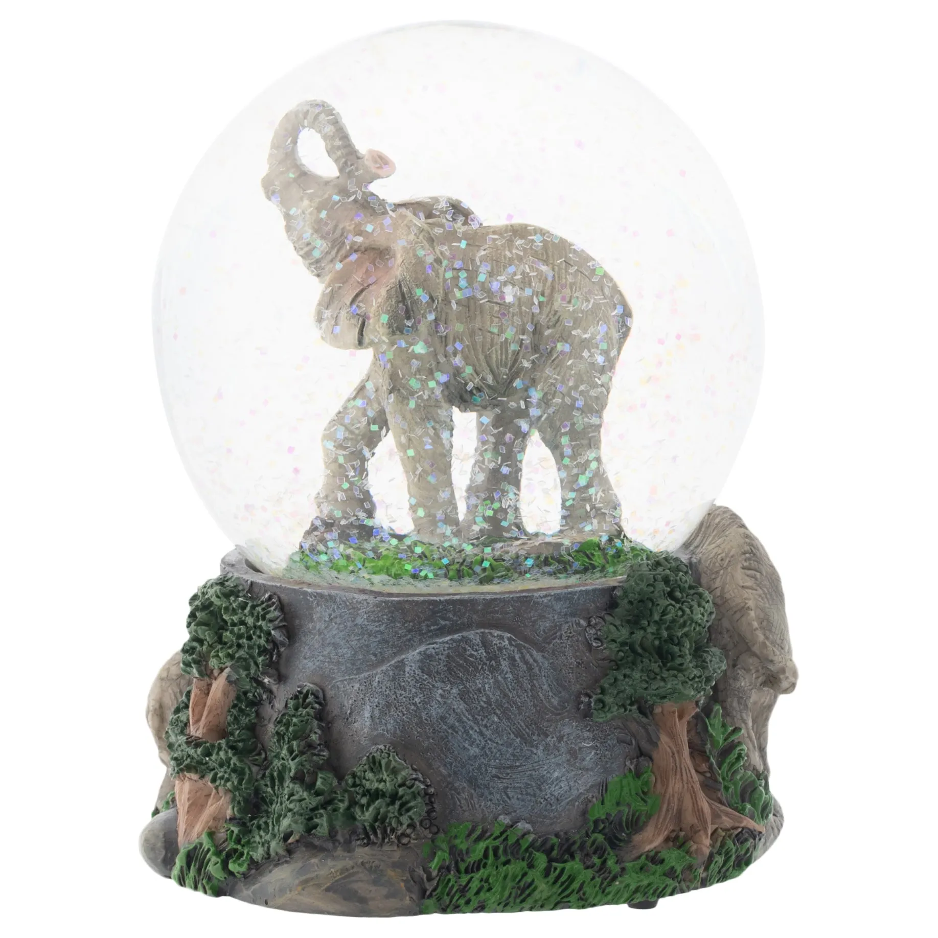 Elanze Designs Elephant Pride Family 100MM Musical Snow Globe Plays Tune Born Free