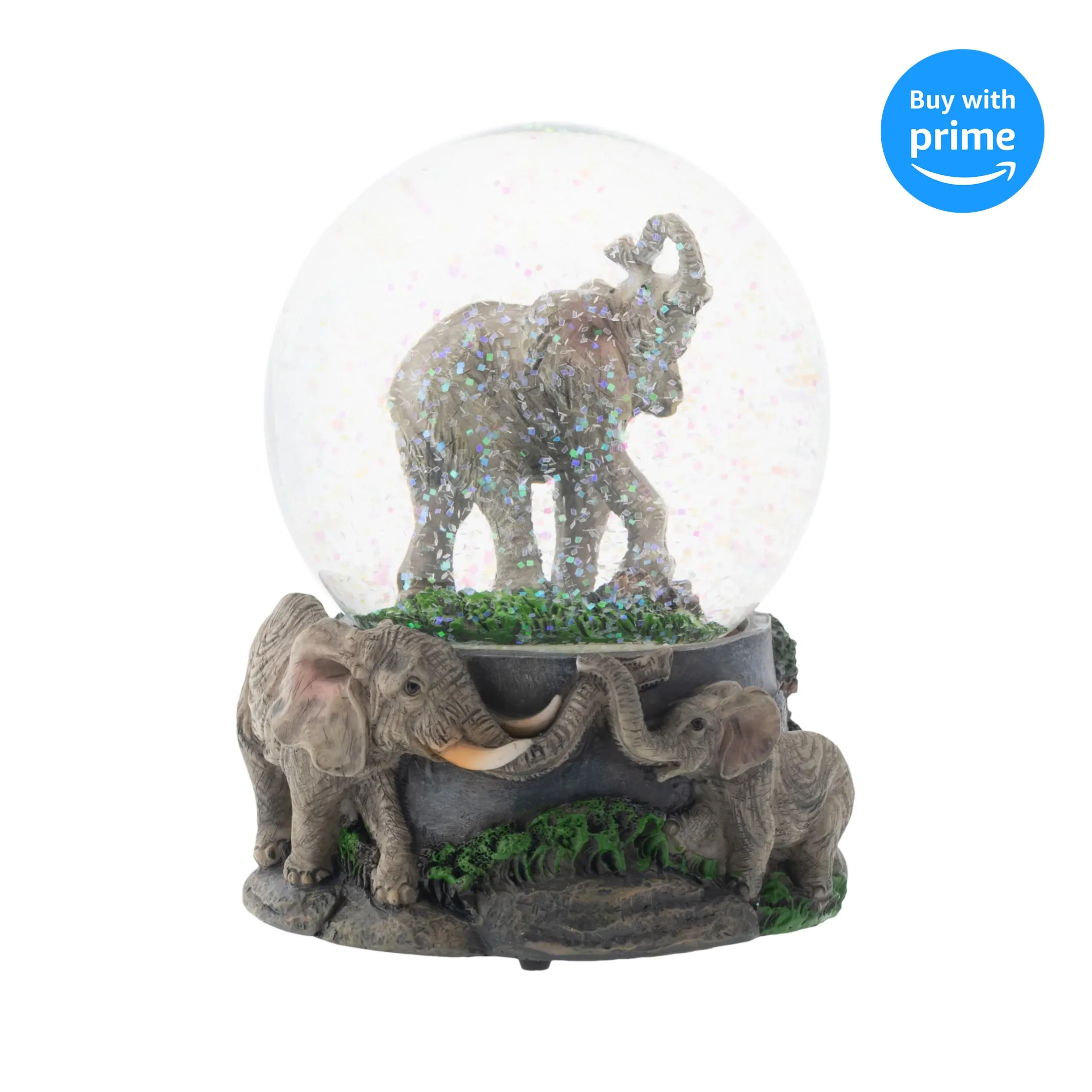 Elanze Designs Elephant Pride Family 100MM Musical Snow Globe Plays Tune Born Free