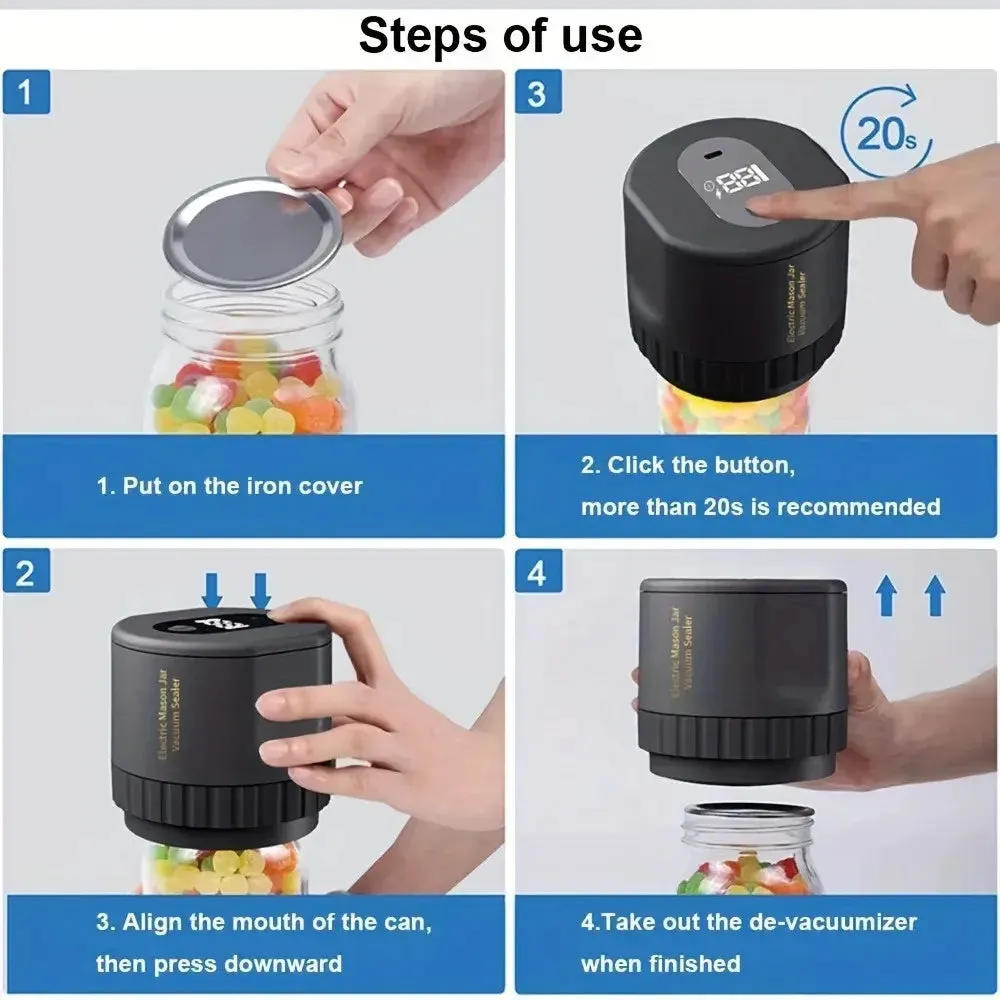 Electric Mason Jar Vacuum Sealer - Preserve Freshness Effortlessly