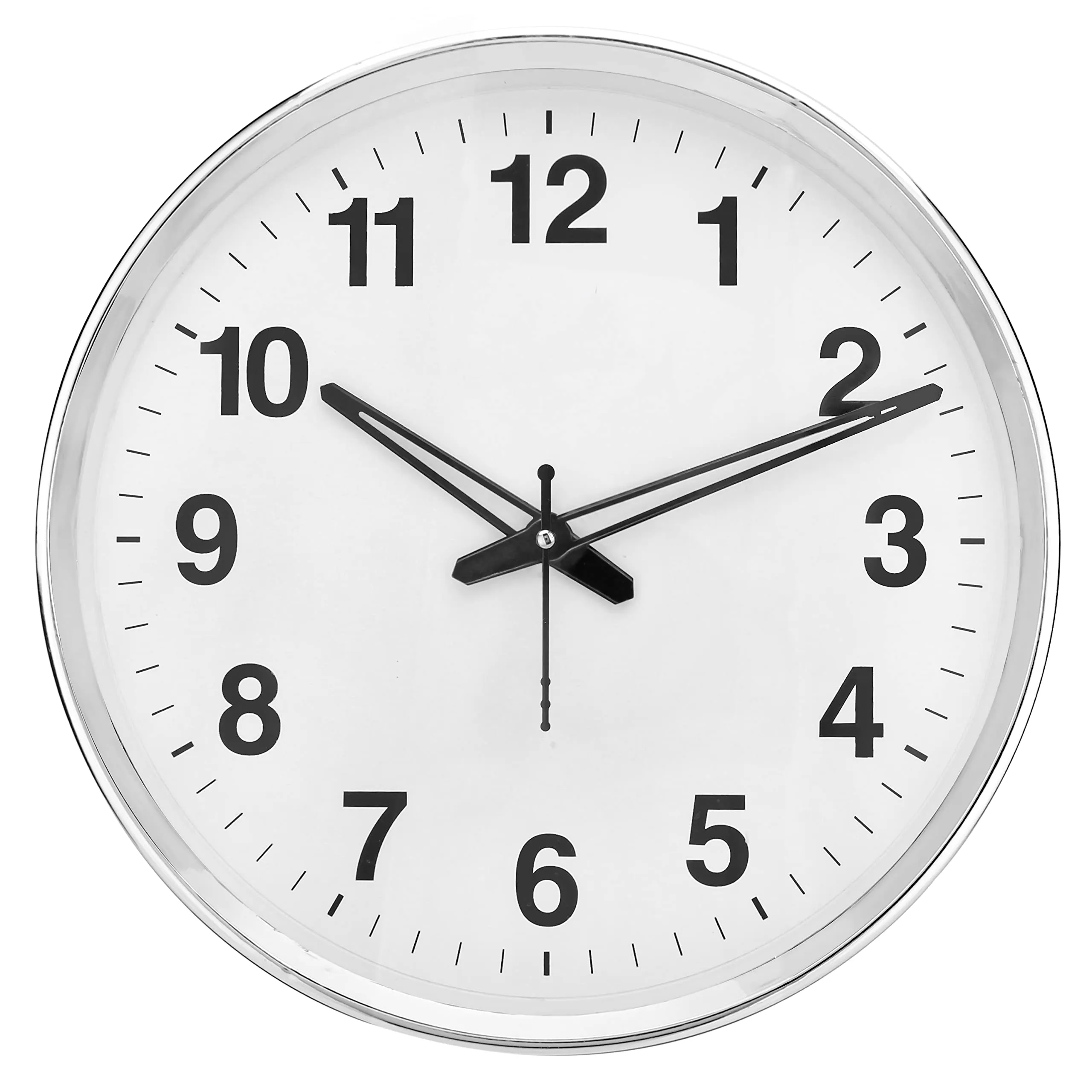 Elica 16-inch Office Wall Clock - Classic (Step Movement, White Frame) (White)