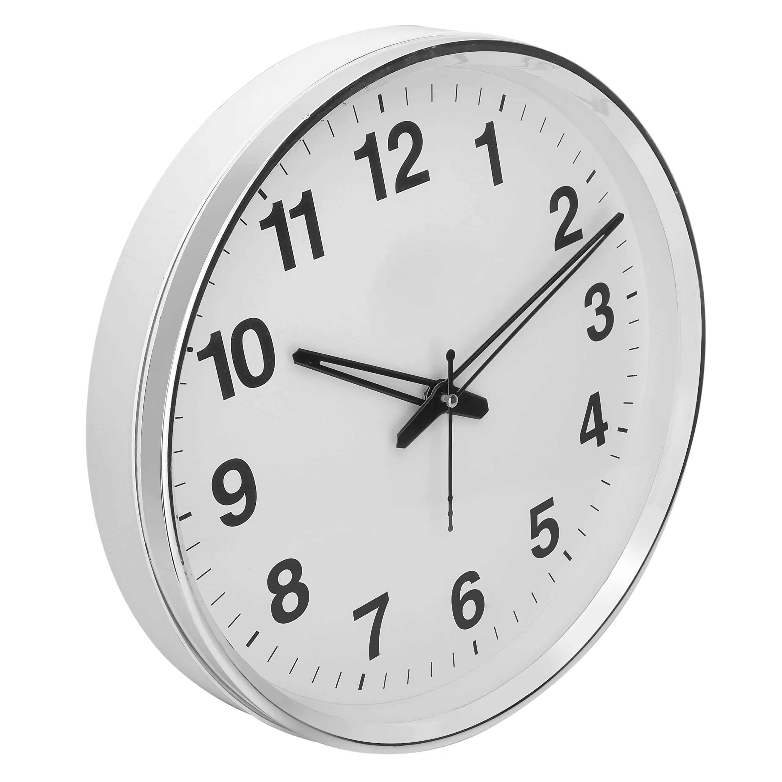 Elica 16-inch Office Wall Clock - Classic (Step Movement, White Frame) (White)