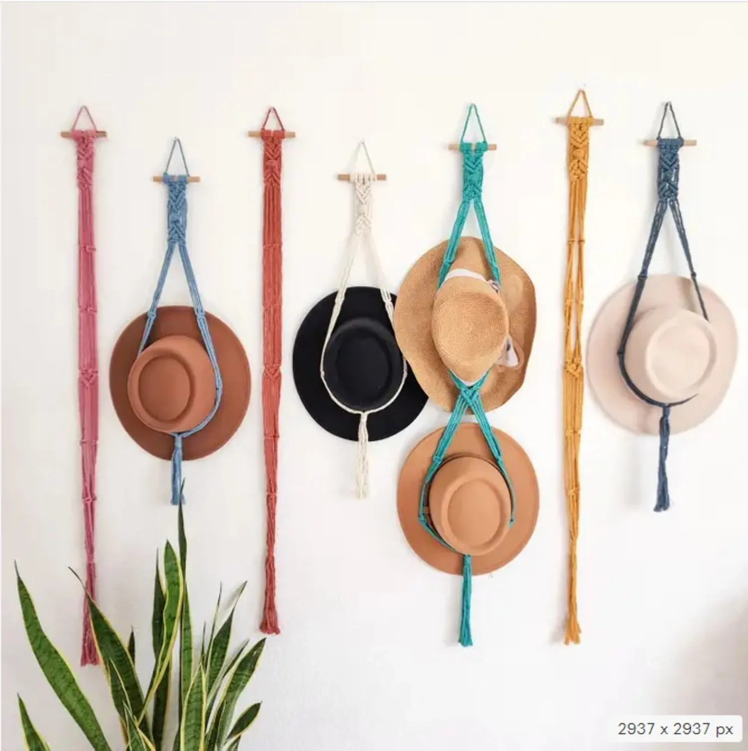 essential Macrame Hat Holder, Wall Mounted Hat Display Rack