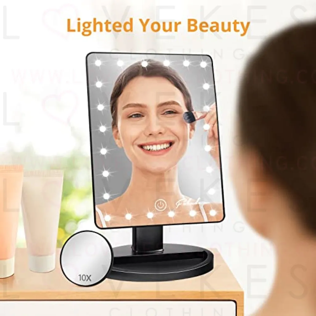 Fabuday Makeup Mirror with Lights - Lighted Makeup Mirror Touch Screen, 24 Led Makeup Mirror Light Adjustable, Dual Power Operated, Color Boxed, Black