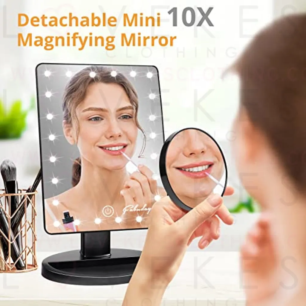 Fabuday Makeup Mirror with Lights - Lighted Makeup Mirror Touch Screen, 24 Led Makeup Mirror Light Adjustable, Dual Power Operated, Color Boxed, Black