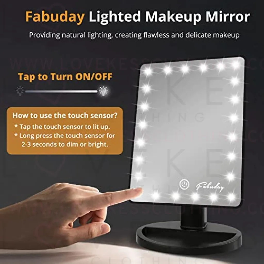 Fabuday Makeup Mirror with Lights - Lighted Makeup Mirror Touch Screen, 24 Led Makeup Mirror Light Adjustable, Dual Power Operated, Color Boxed, Black