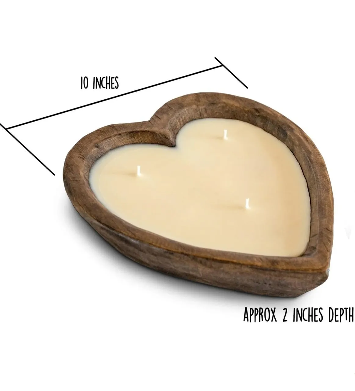 First Row Aromatic Fables Heart Shape Lavender Scented Wooden Dough Bowl Candle | Hand-Poured Small Batch Candle Ideal for Home Decor, Gifting, Meditation and Aromatherapy