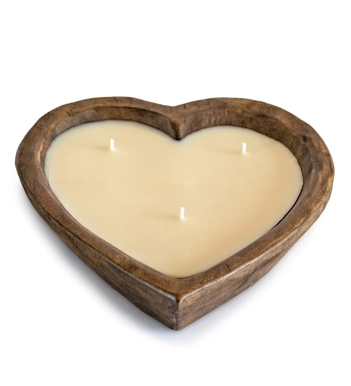 First Row Aromatic Fables Heart Shape Lavender Scented Wooden Dough Bowl Candle | Hand-Poured Small Batch Candle Ideal for Home Decor, Gifting, Meditation and Aromatherapy