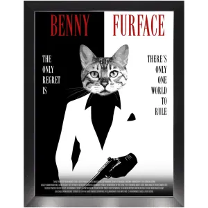 FURFACE Movie Poster - Scarface Inspired Custom Pet Portrait Framed Satin Paper Print