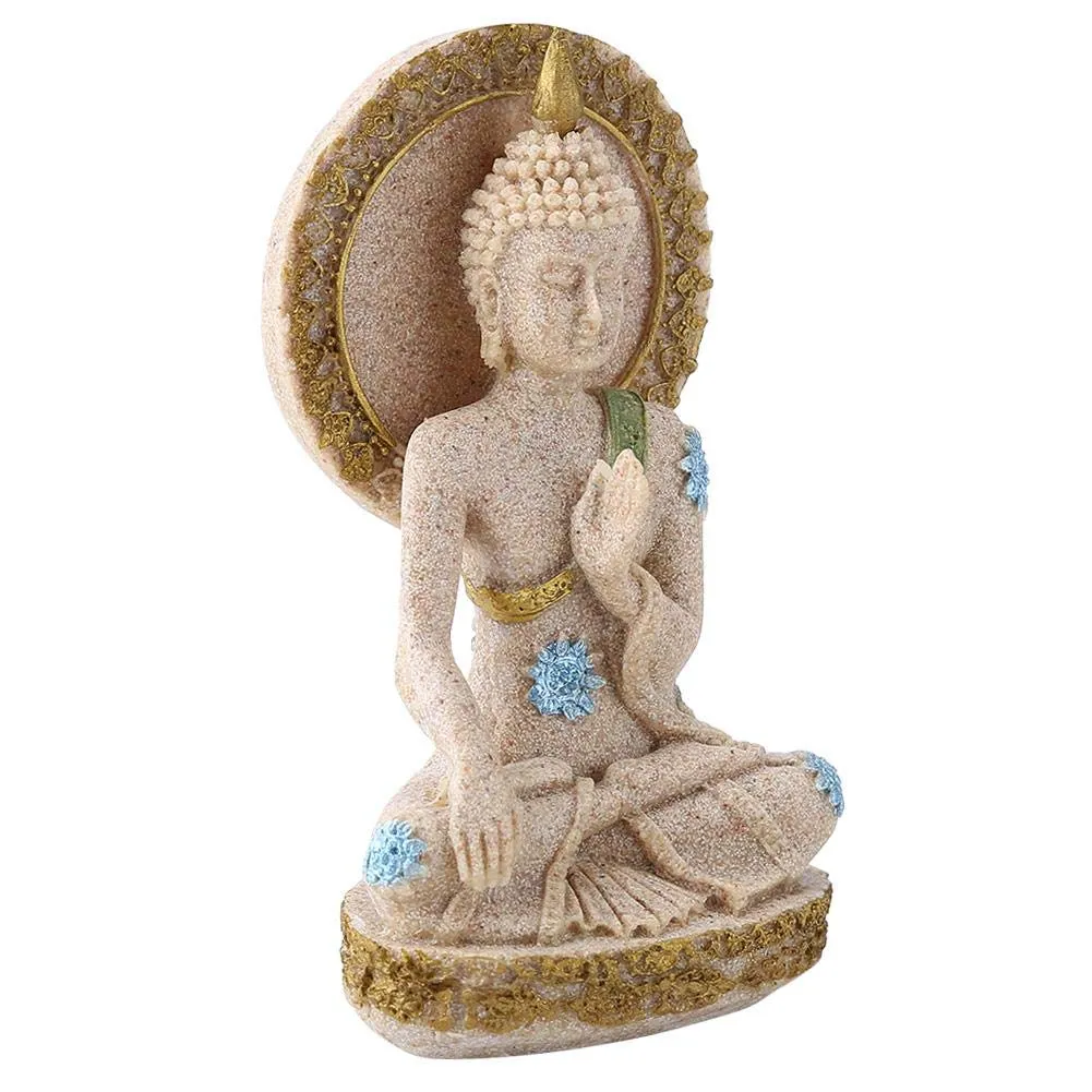 Garosa Sandstone Buddha Statue Sculpture Buddha Figurine in Sandstone Finish for Home Ornament Decoration