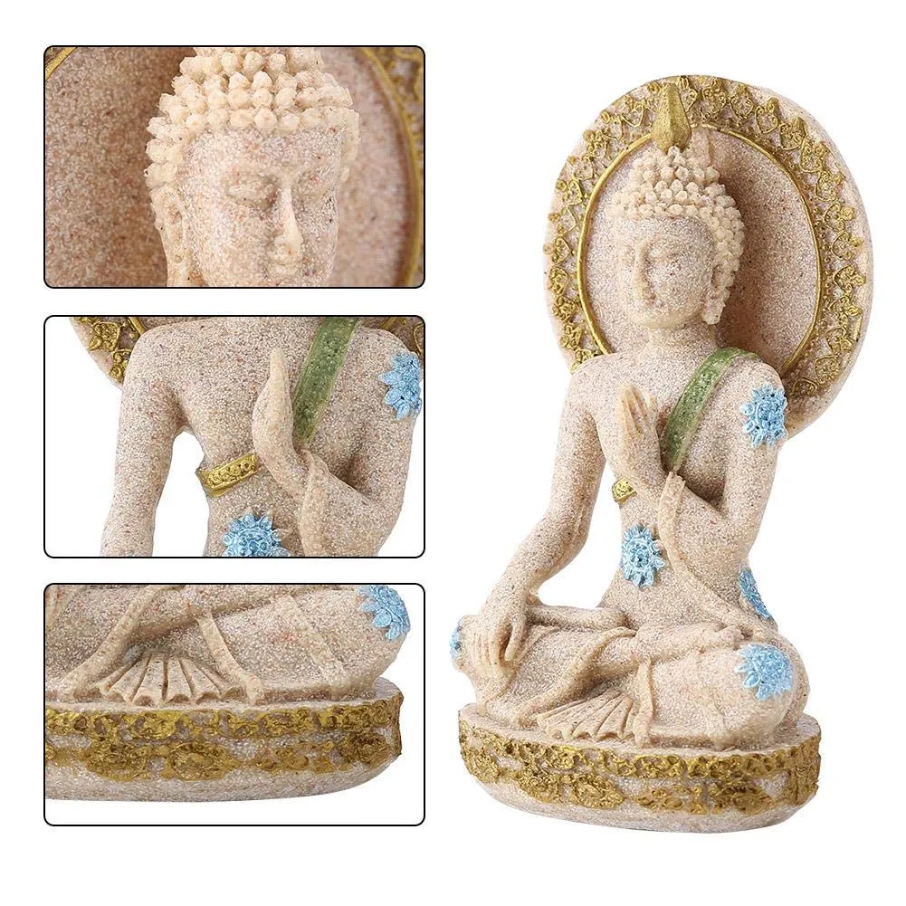 Garosa Sandstone Buddha Statue Sculpture Buddha Figurine in Sandstone Finish for Home Ornament Decoration