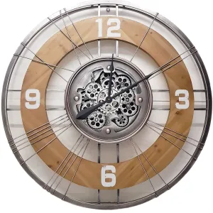 Geo Roman Round Country Moving Cogs Wall Clock