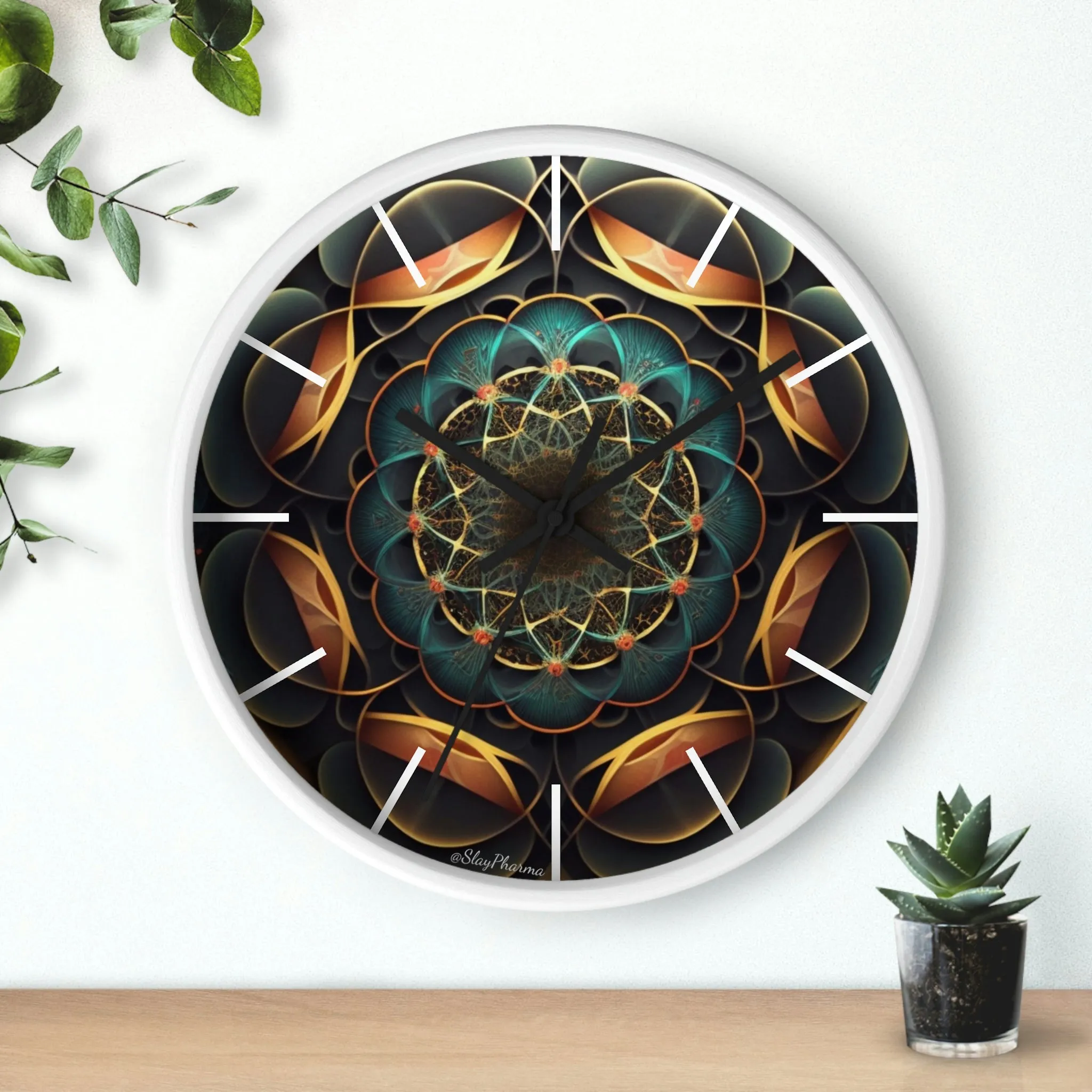 Geometric Congruence Masonic Wall Clock w/ lines