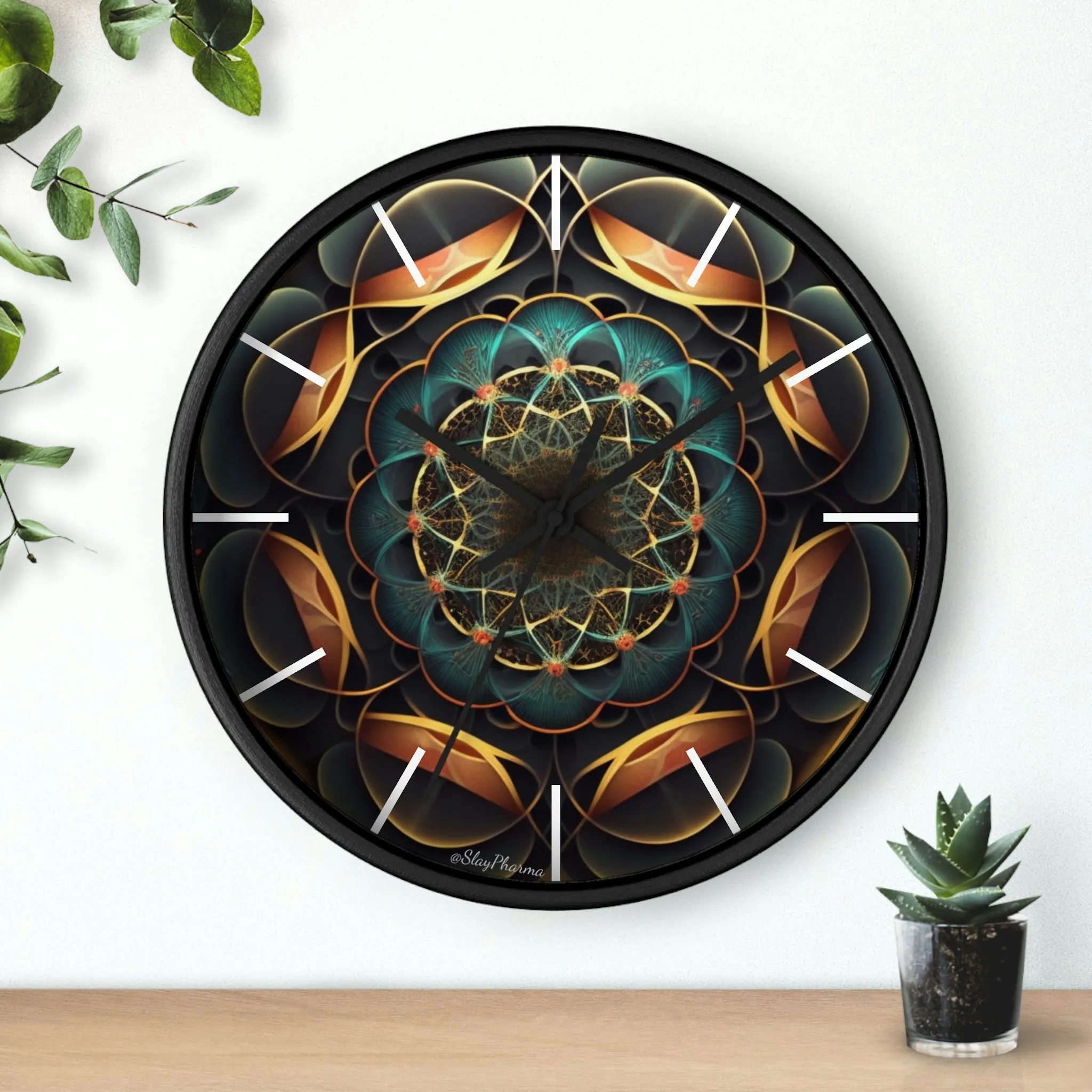 Geometric Congruence Masonic Wall Clock w/ lines