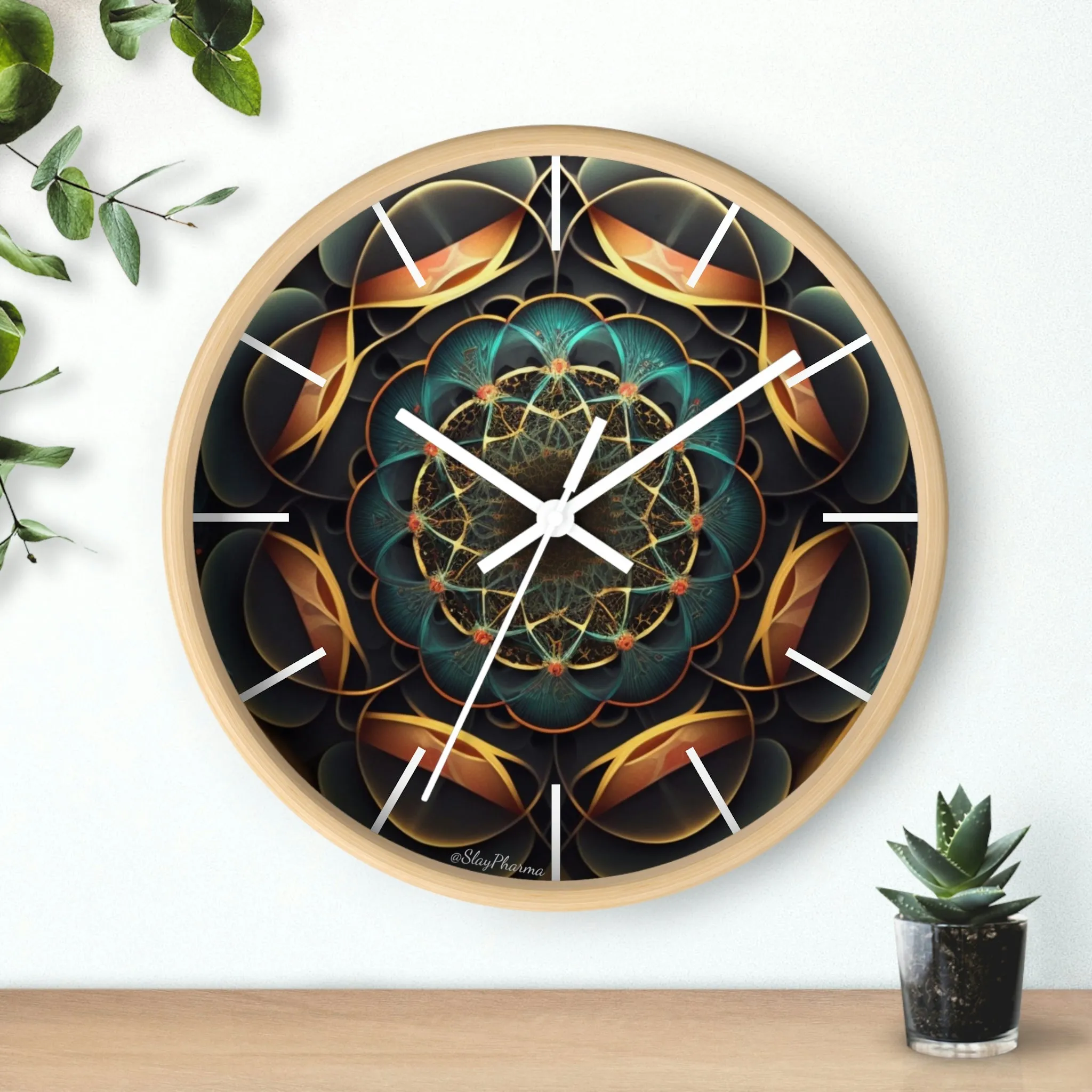 Geometric Congruence Masonic Wall Clock w/ lines