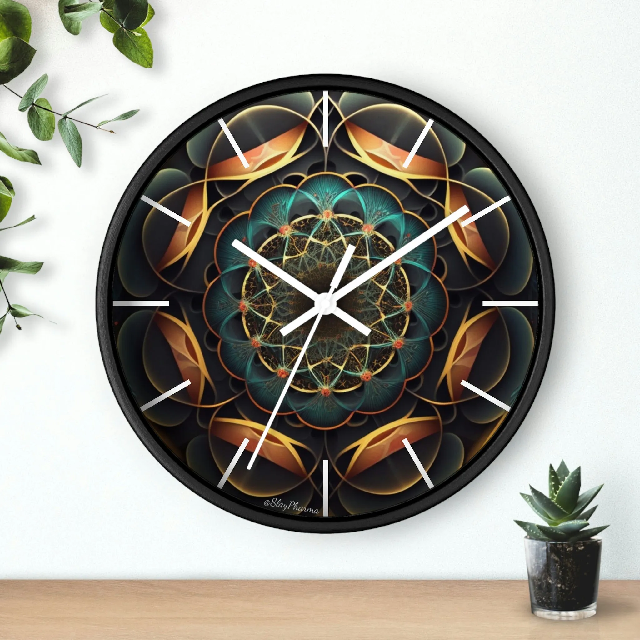 Geometric Congruence Masonic Wall Clock w/ lines