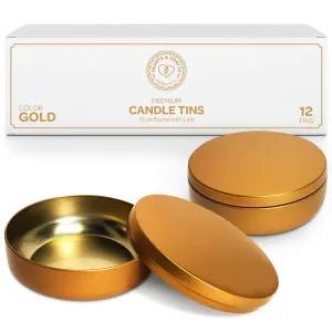 Gold Candle Tins 16 Oz With Lids - 12-Pack Of Bulk Candle Jars For Making