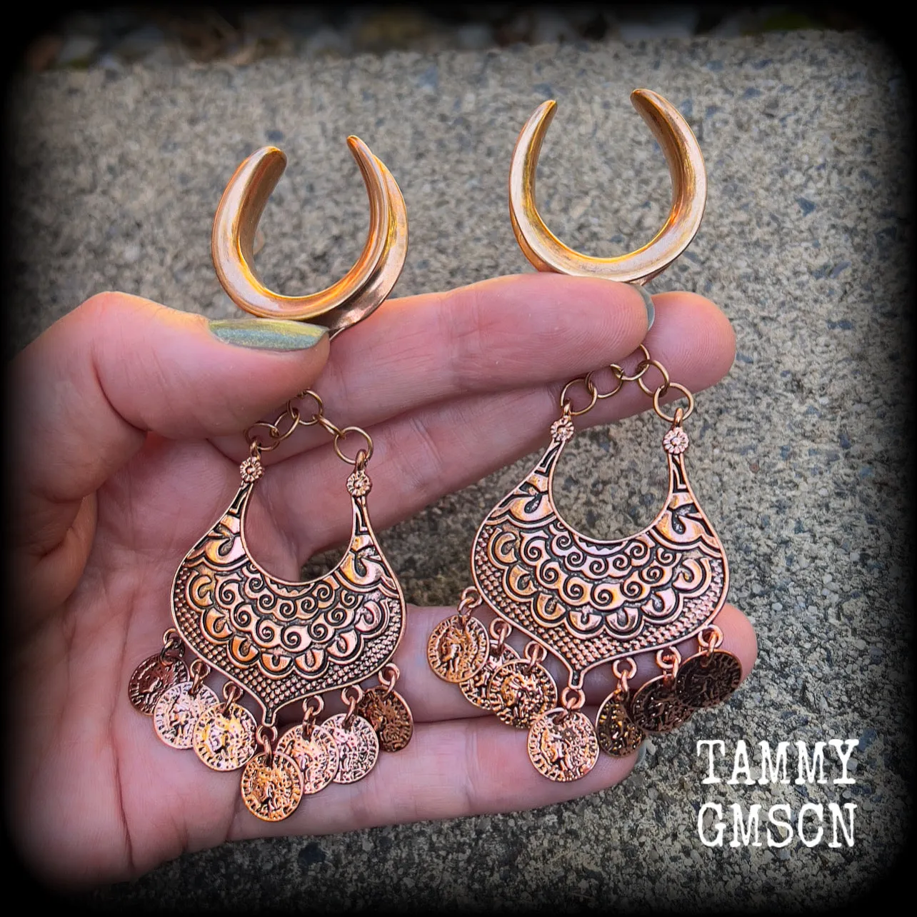 Gypsy boho gauged earrings-Aphrodite ear gauges