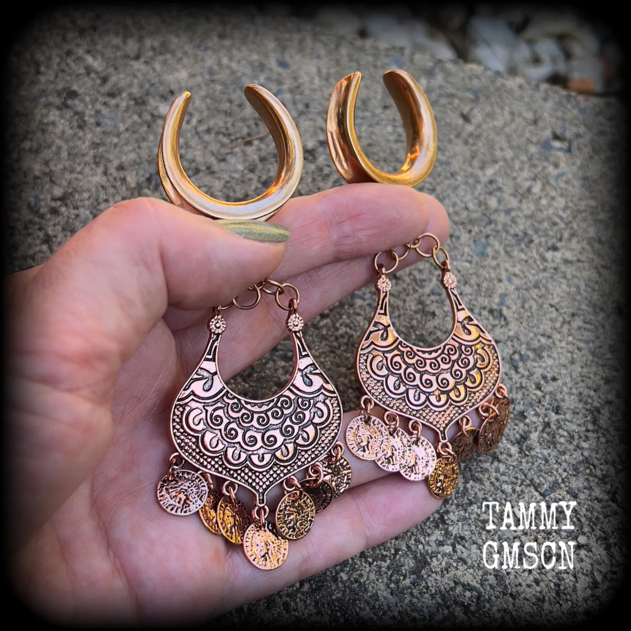 Gypsy boho gauged earrings-Aphrodite ear gauges