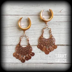 Gypsy boho gauged earrings-Aphrodite ear gauges