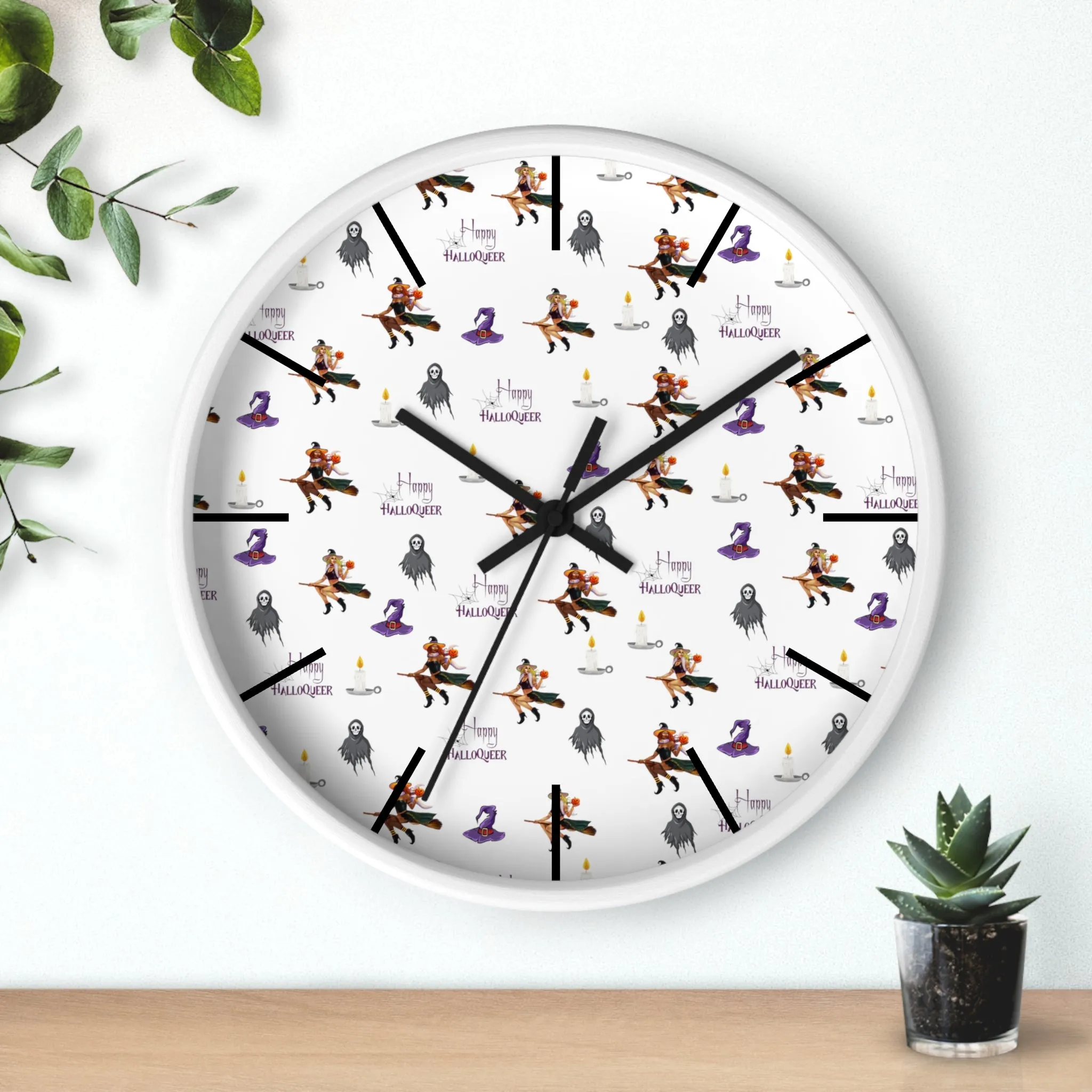 Halloween Wall Clock - Happy HallowQueer Pattern