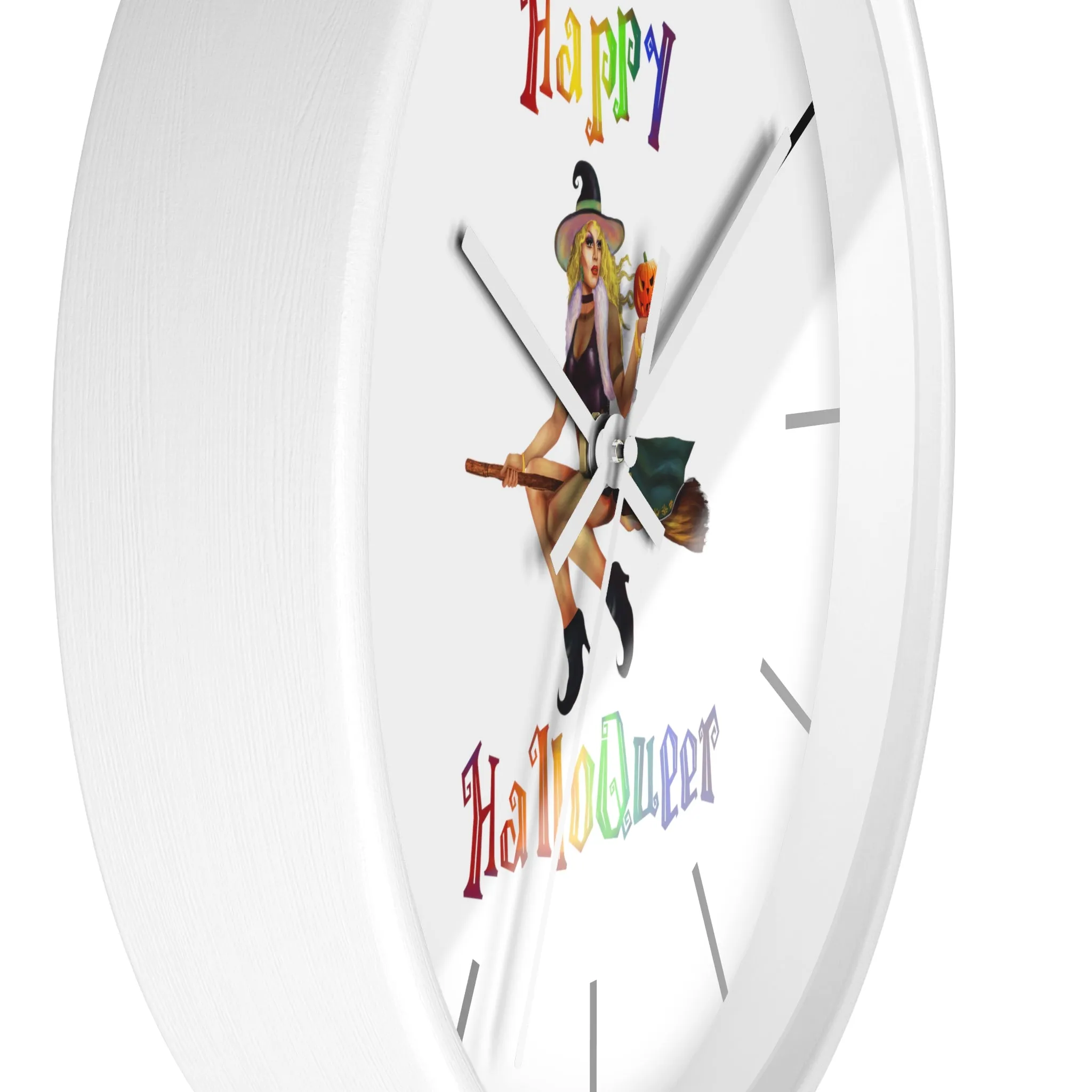 Halloween Wall Clock - Happy HallowQueer White