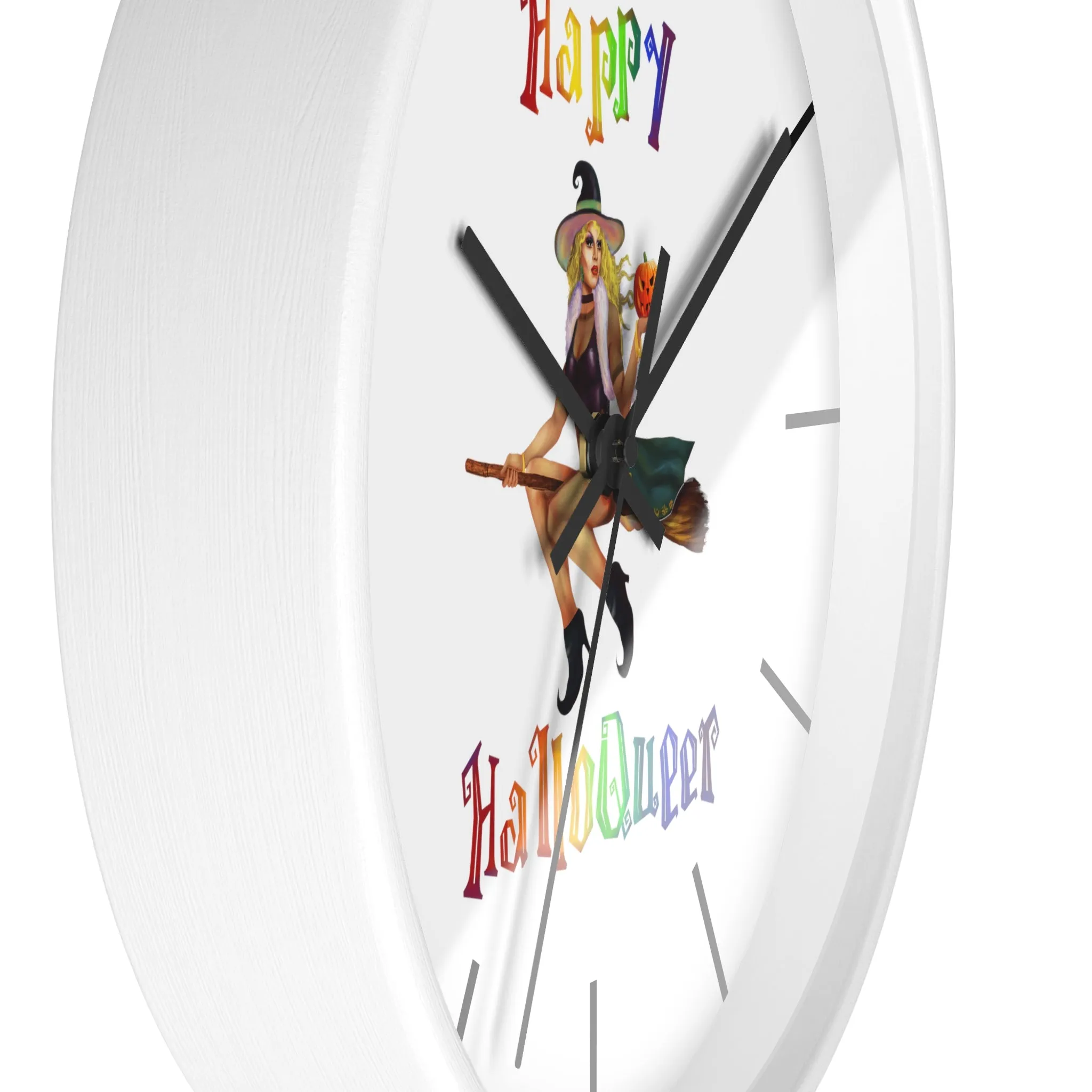 Halloween Wall Clock - Happy HallowQueer White