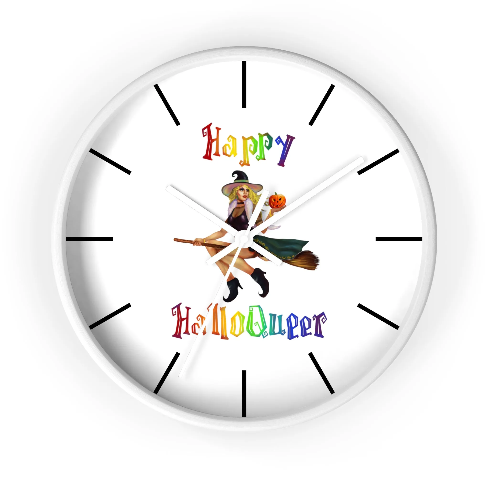 Halloween Wall Clock - Happy HallowQueer White