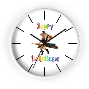 Halloween Wall Clock - Happy HallowQueer White