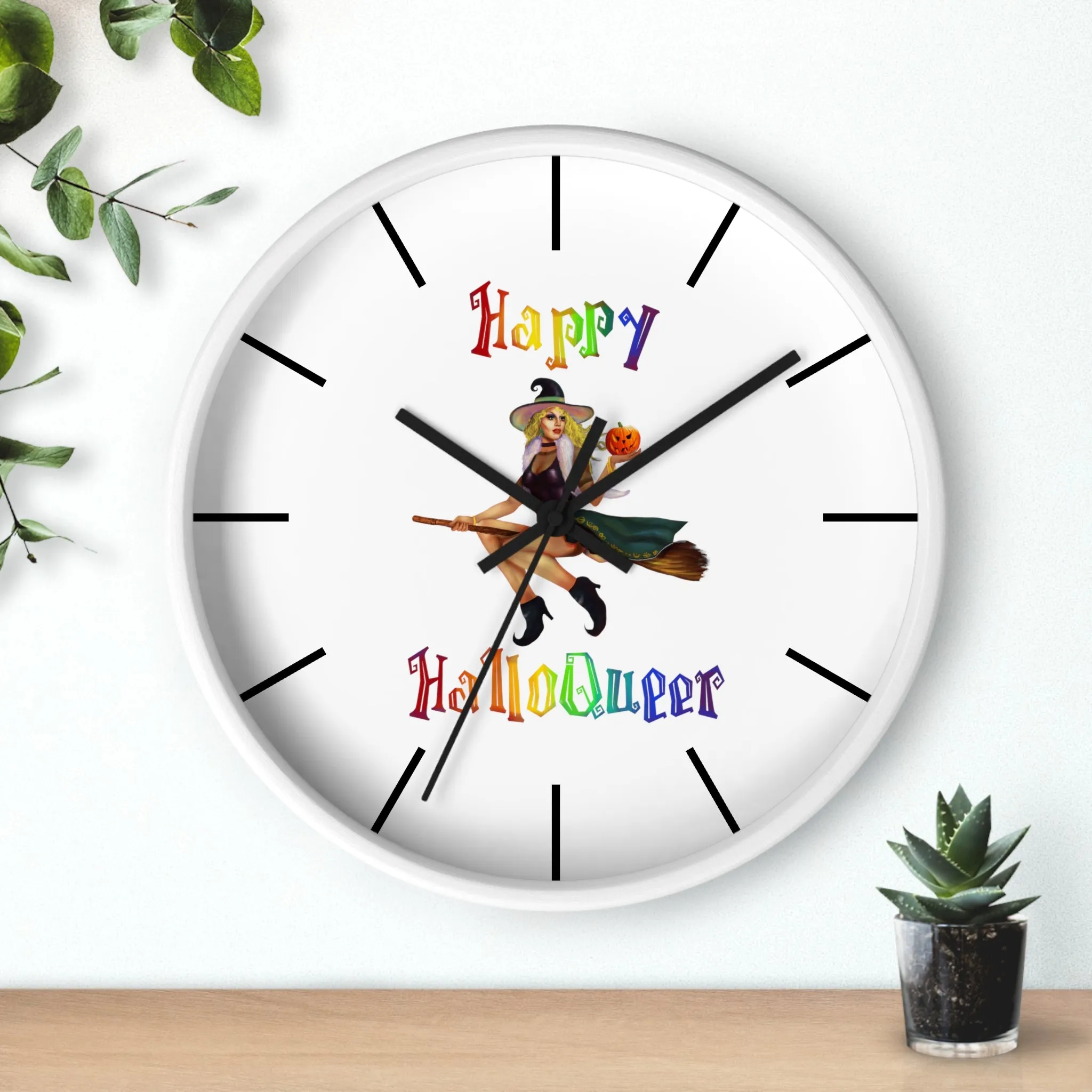 Halloween Wall Clock - Happy HallowQueer White