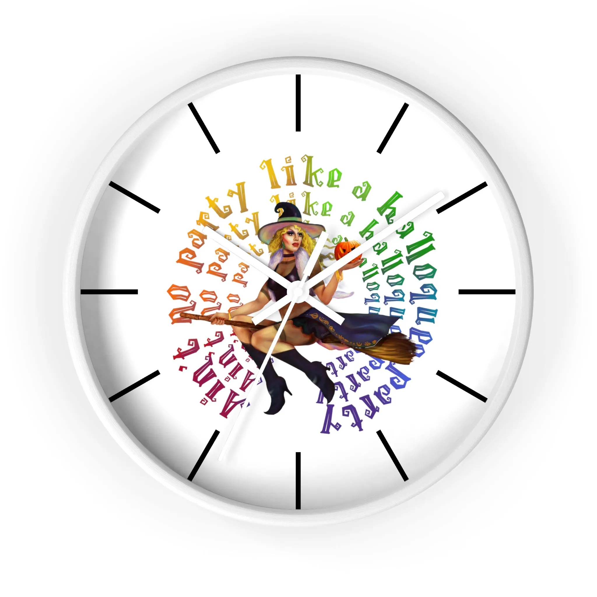 Halloween Wall Clock - No Party White